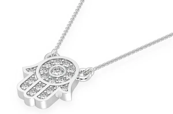 0.15CTW Mini Diamond Hamsa Pendant