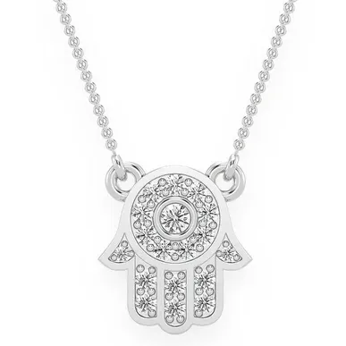 0.15CTW Mini Diamond Hamsa Pendant