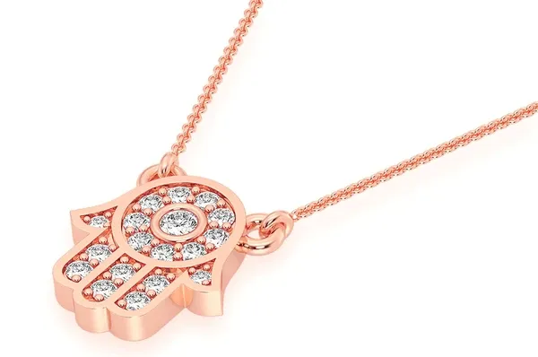 0.15CTW Mini Diamond Hamsa Pendant