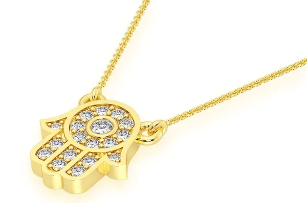 0.15CTW Mini Diamond Hamsa Pendant
