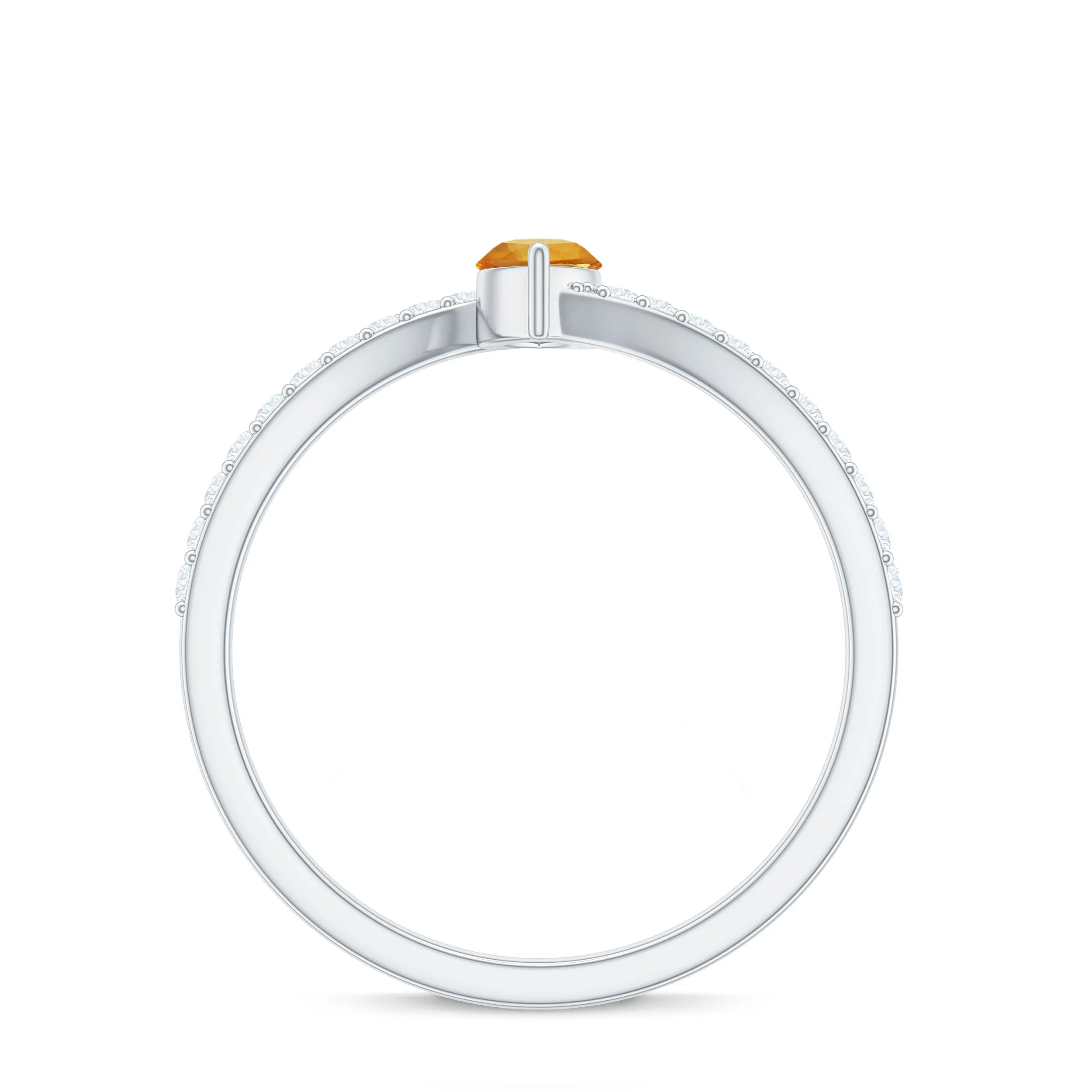 0.75 CT Marquise Cut Citrine Minimal Ring with Diamond Stones
