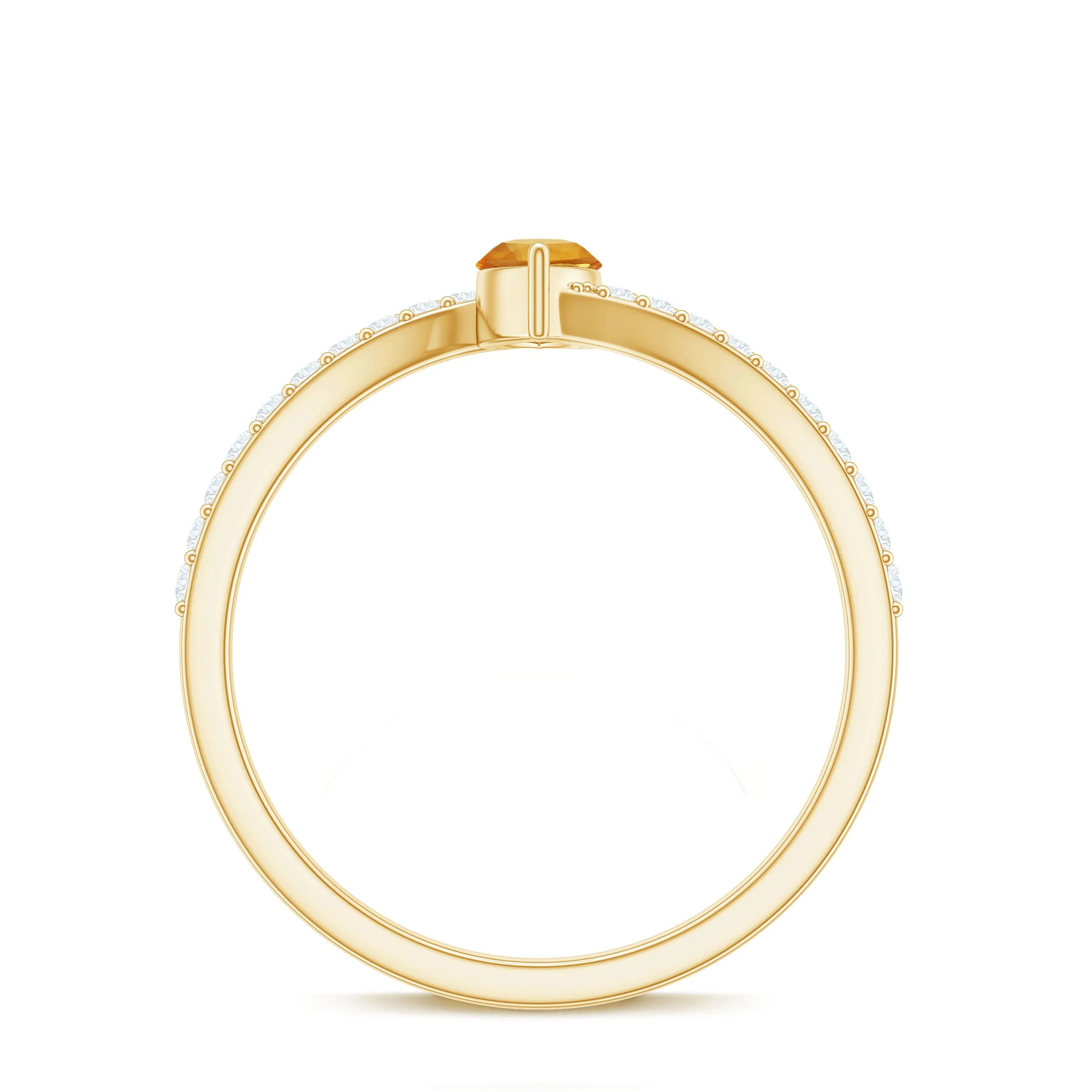 0.75 CT Marquise Cut Citrine Minimal Ring with Diamond Stones