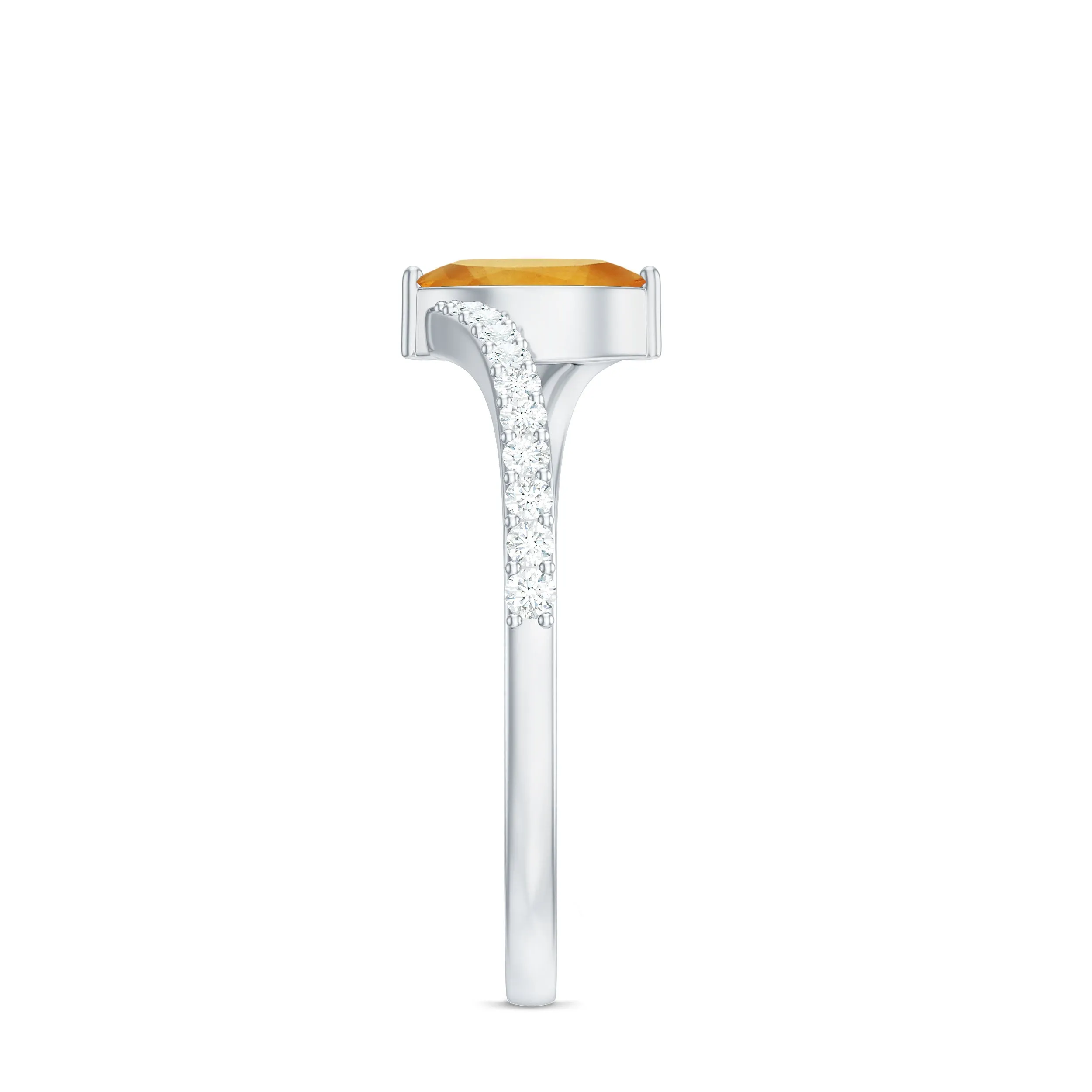 0.75 CT Marquise Cut Citrine Minimal Ring with Diamond Stones