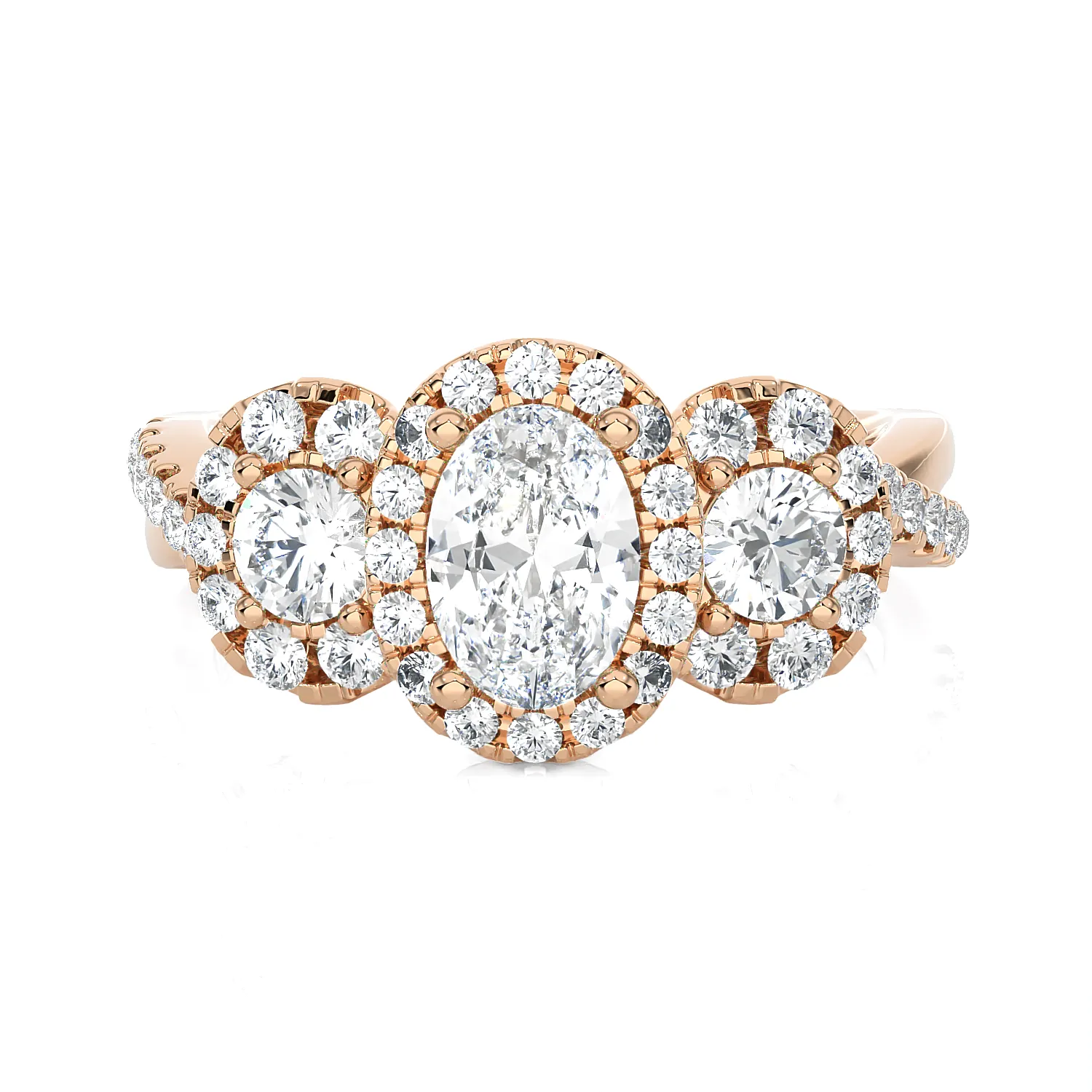 1 5/8 ctw Oval Three Stone Lab Grown Diamond Ring