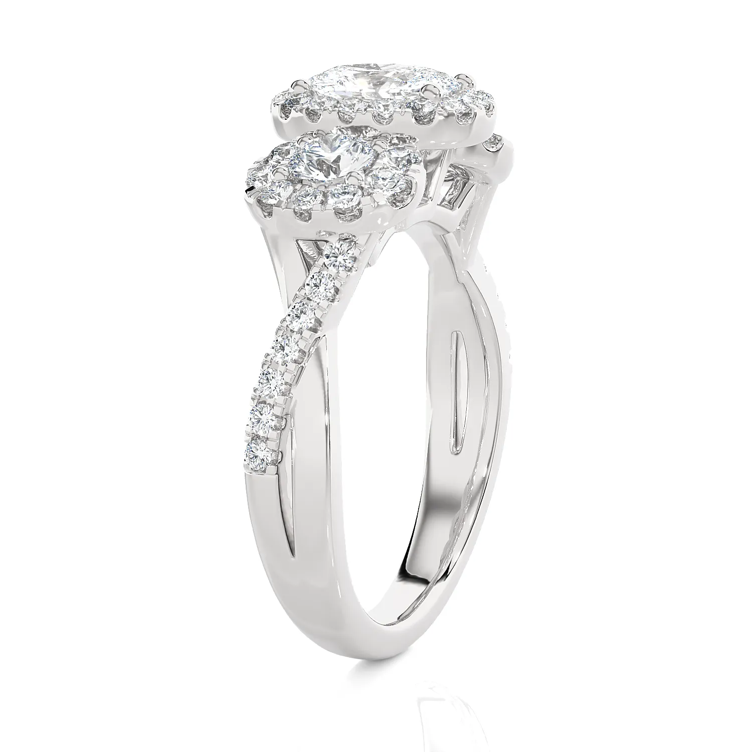 1 5/8 ctw Oval Three Stone Lab Grown Diamond Ring