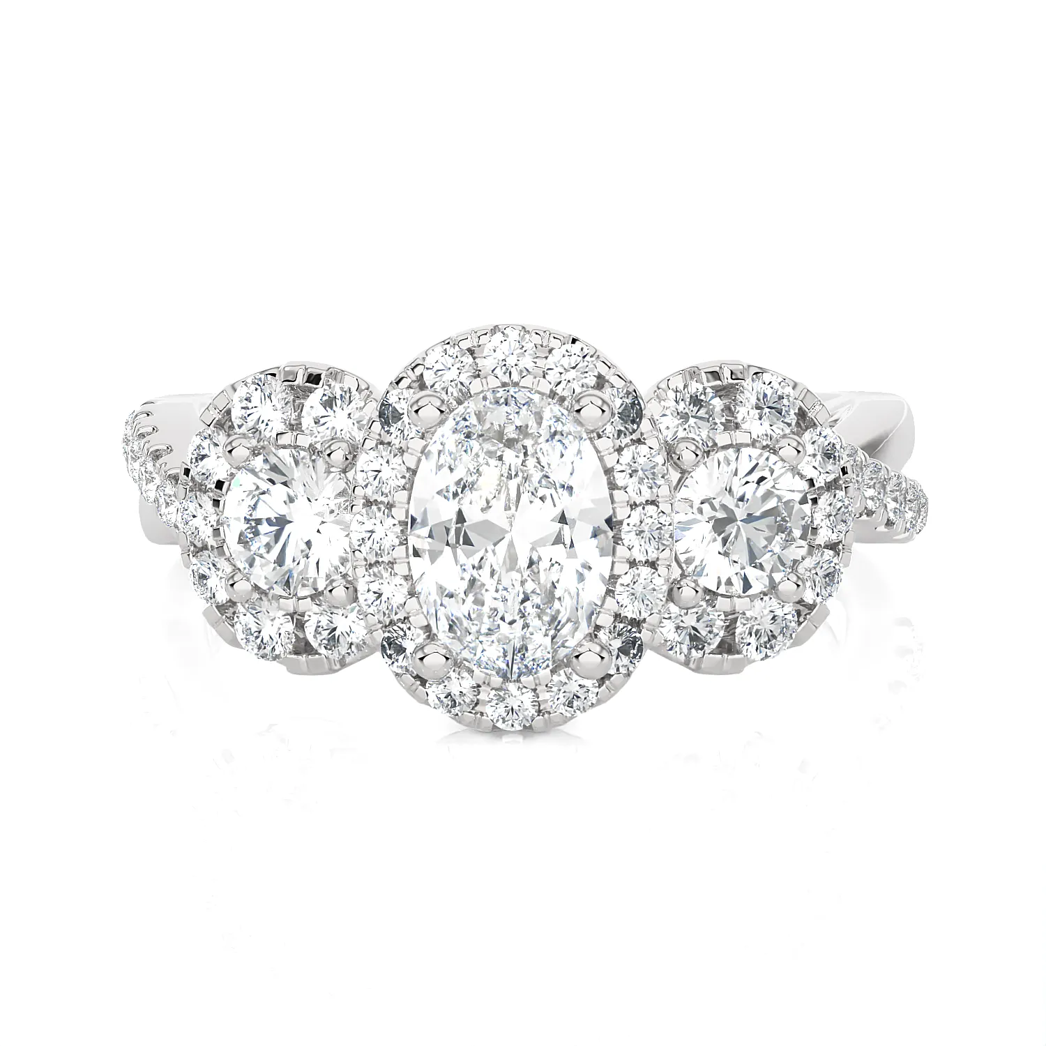 1 5/8 ctw Oval Three Stone Lab Grown Diamond Ring