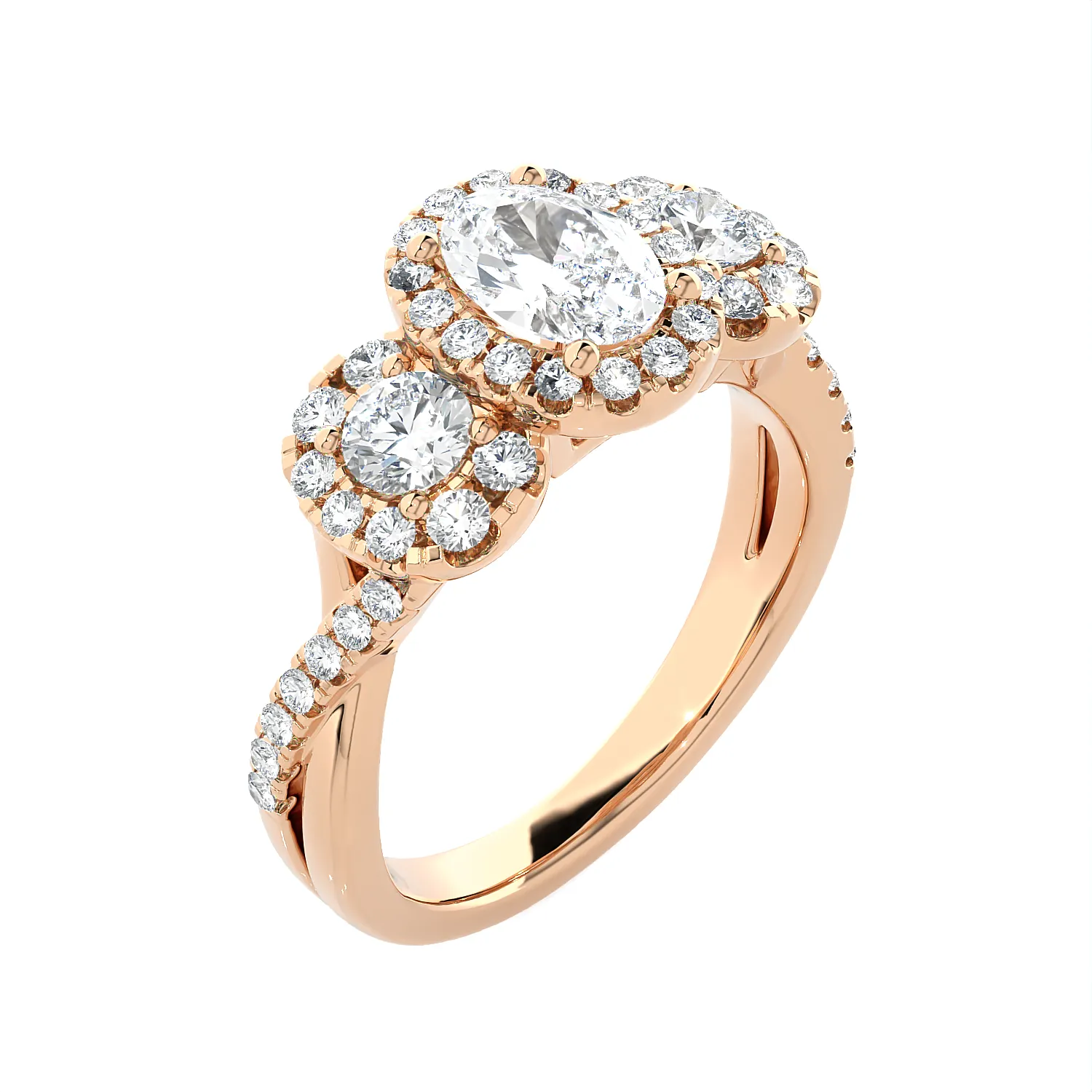 1 5/8 ctw Oval Three Stone Lab Grown Diamond Ring