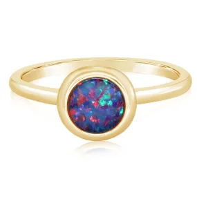 14k Gold Australian Opal Bezel Ring