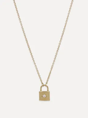 14K Pavé Diamond Padlock Necklace