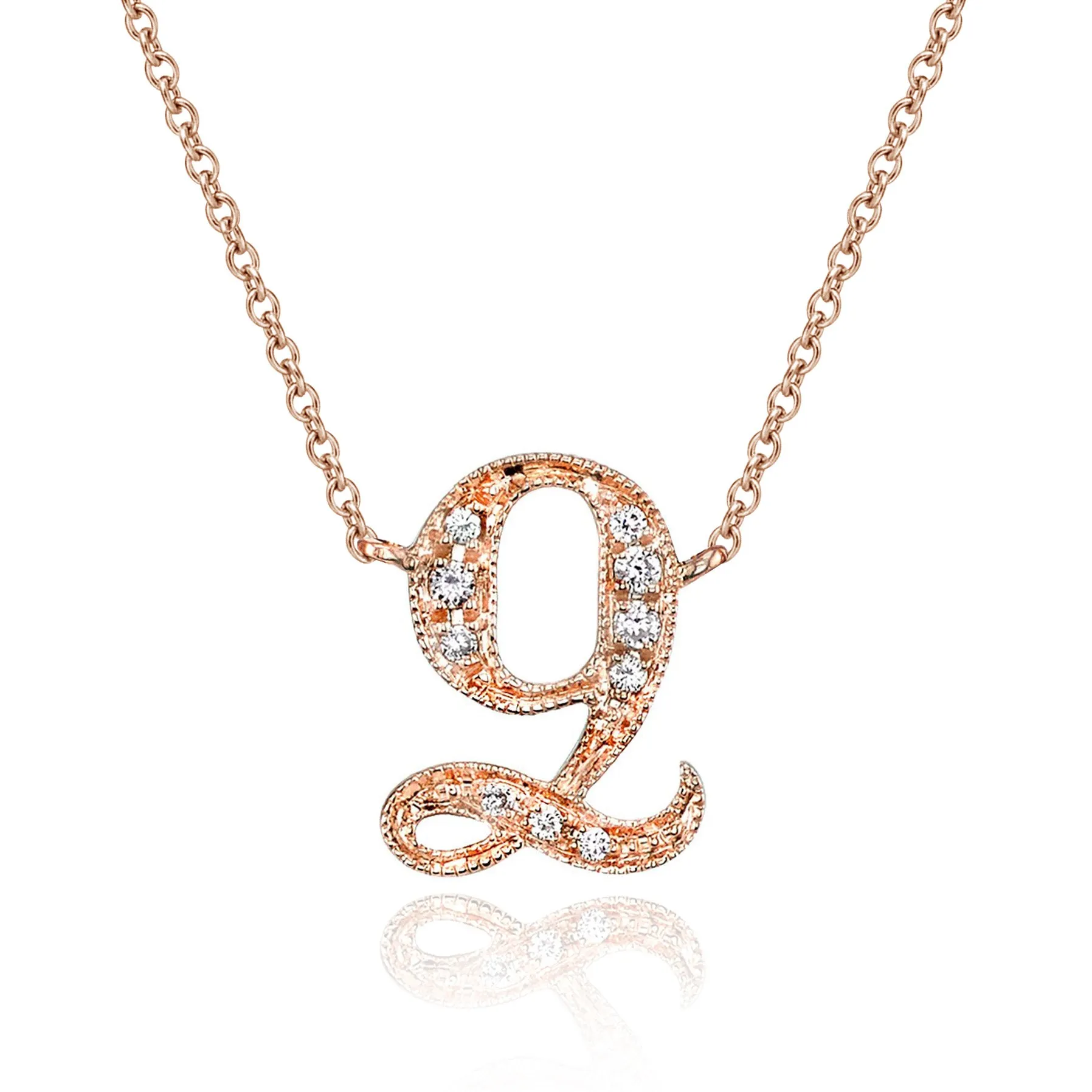 14K Rose Gold Armenian Initial Diamond Necklace