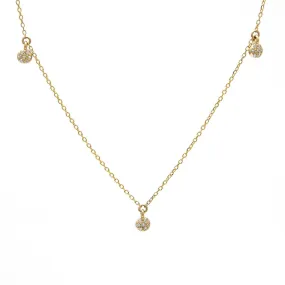 14k Yellow Gold Diamond Pave Drop Necklace