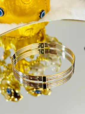 18K Gold Tri-color Bangle Clip Type (white, yellow, rose gold)