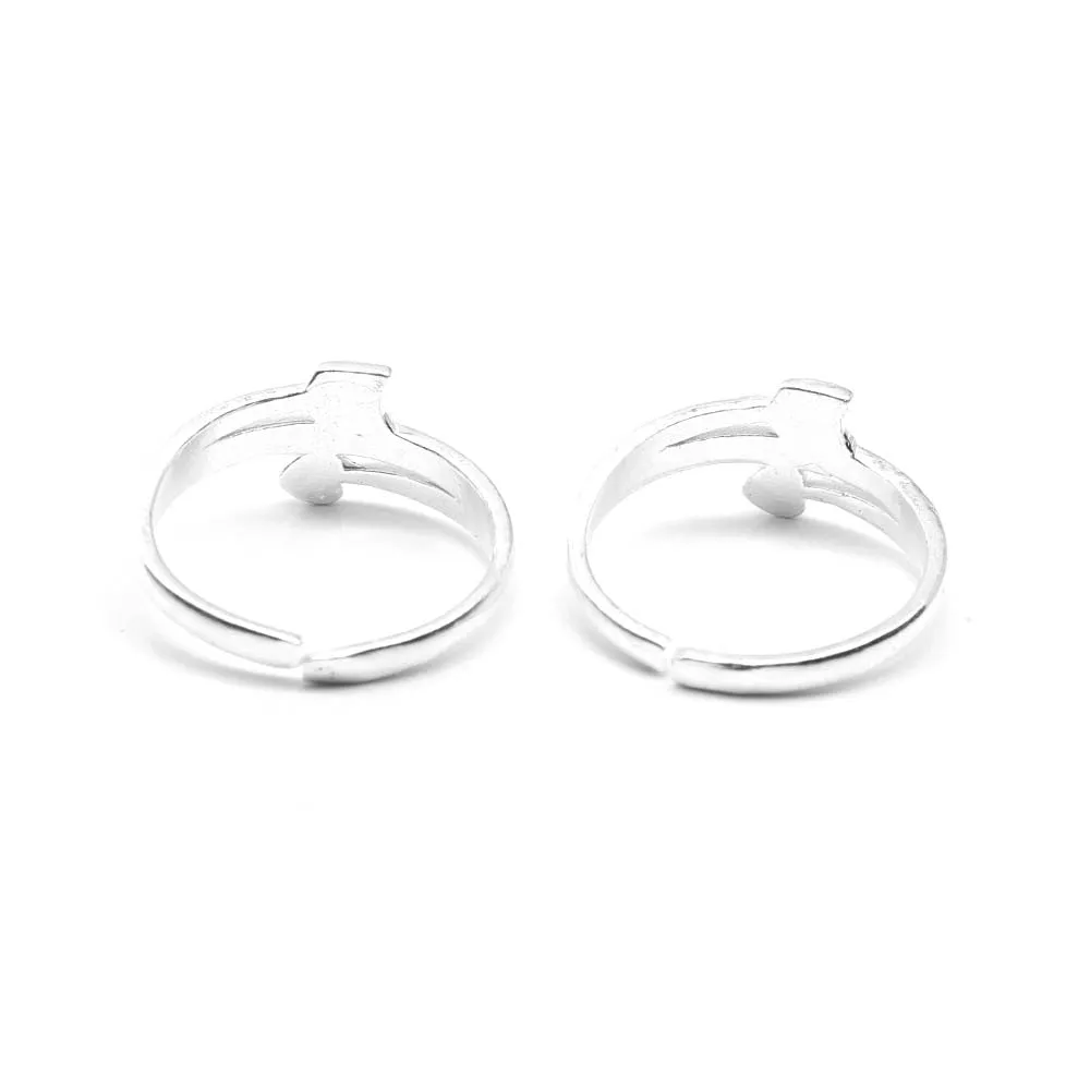 925 Solid Silver Ethnic Style Women Toe Ring Pair