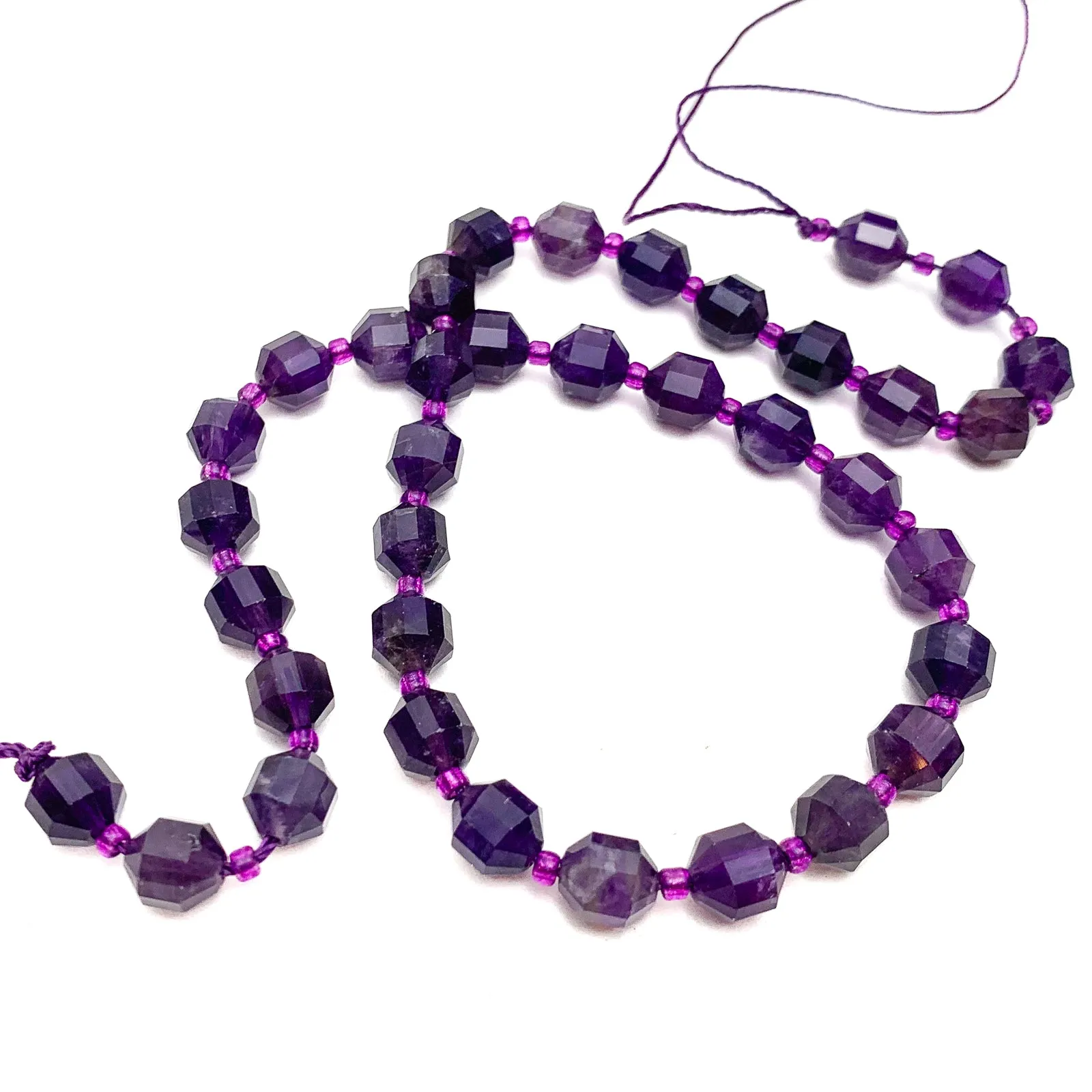Amethyst 7mm Faceted Drums Bead Strand