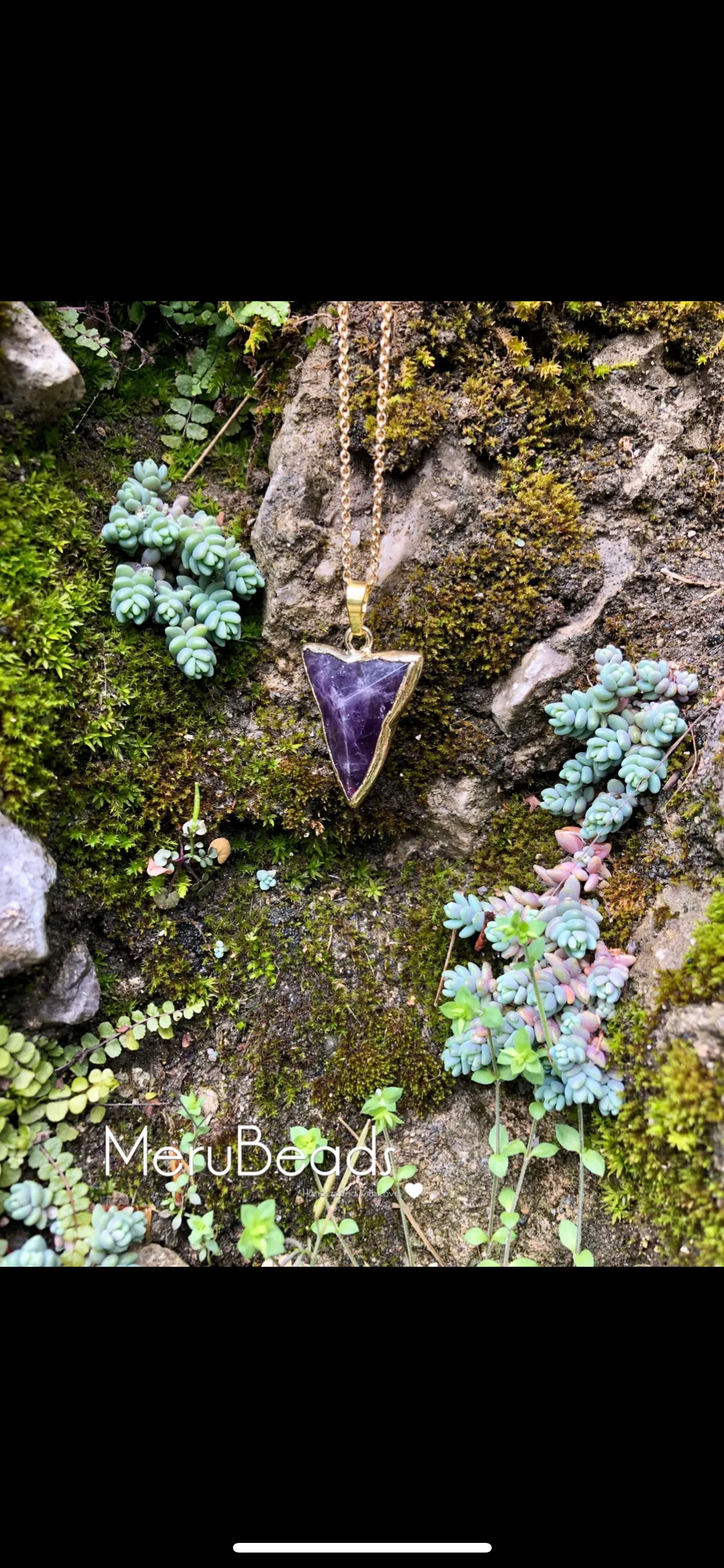 Amethyst Arrowhead Pendant Charm with Gold Plated Necklace