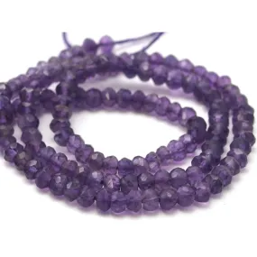 Amethyst Faceted Rondelles 4mm Strand