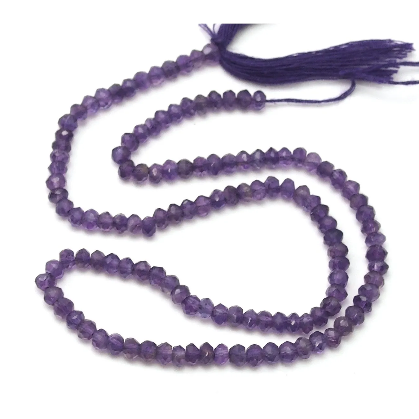 Amethyst Faceted Rondelles 4mm Strand