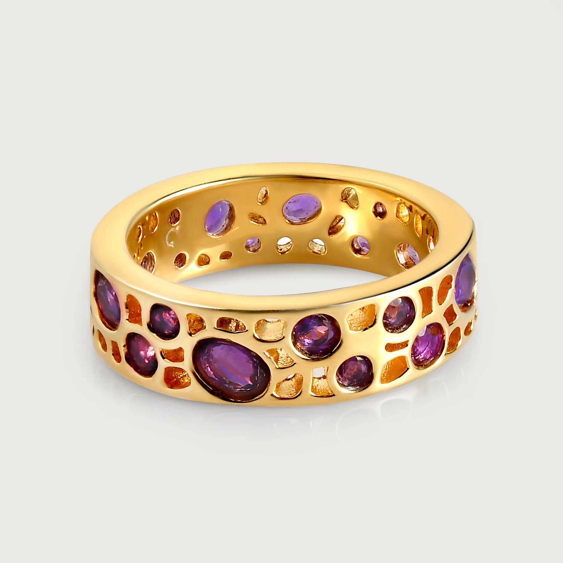 Amethyst Lattice Hoop Earrings   Amethyst Lattice Band Ring   Lattice Eternity Necklace with Amethyst