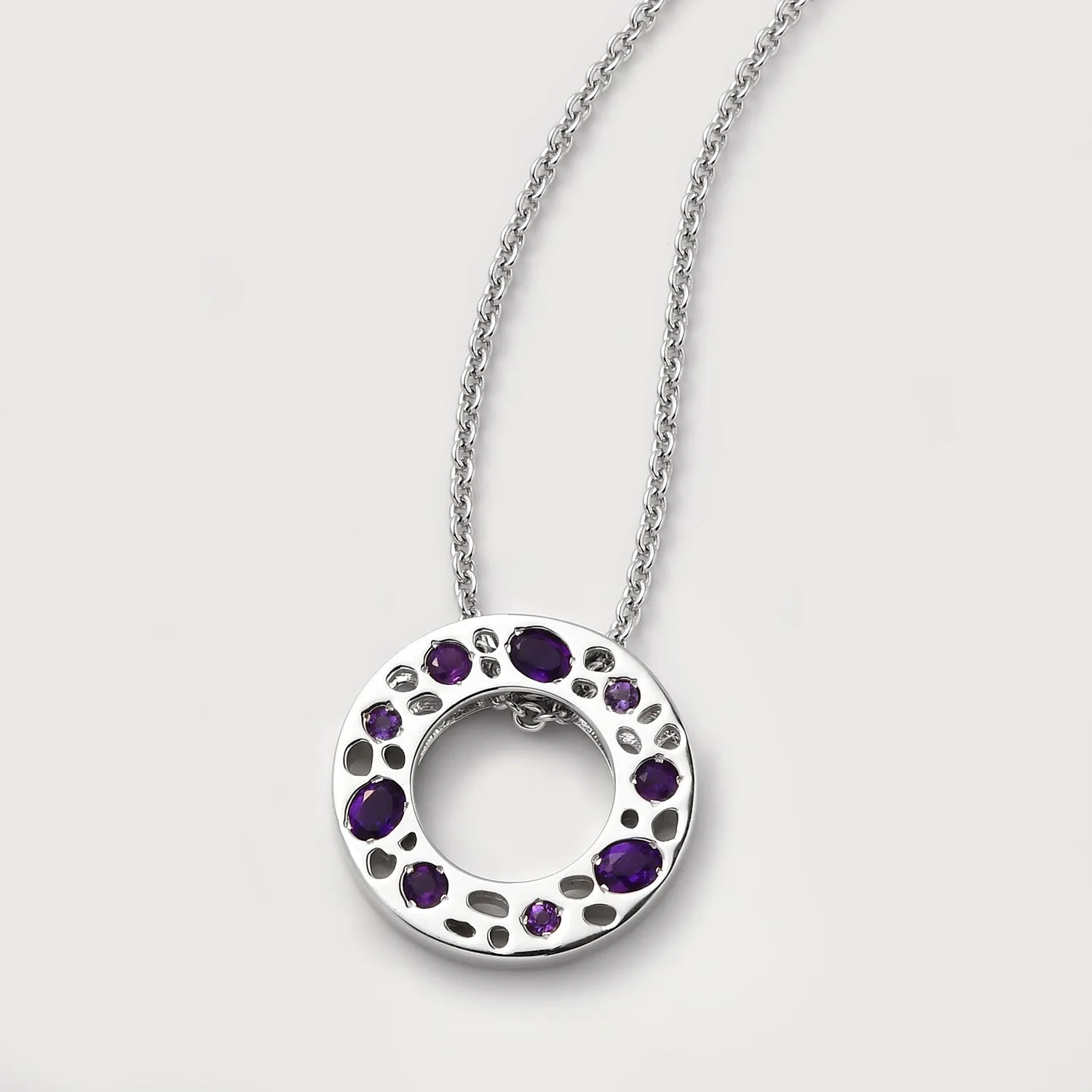 Amethyst Lattice Hoop Earrings   Amethyst Lattice Band Ring   Lattice Eternity Necklace with Amethyst