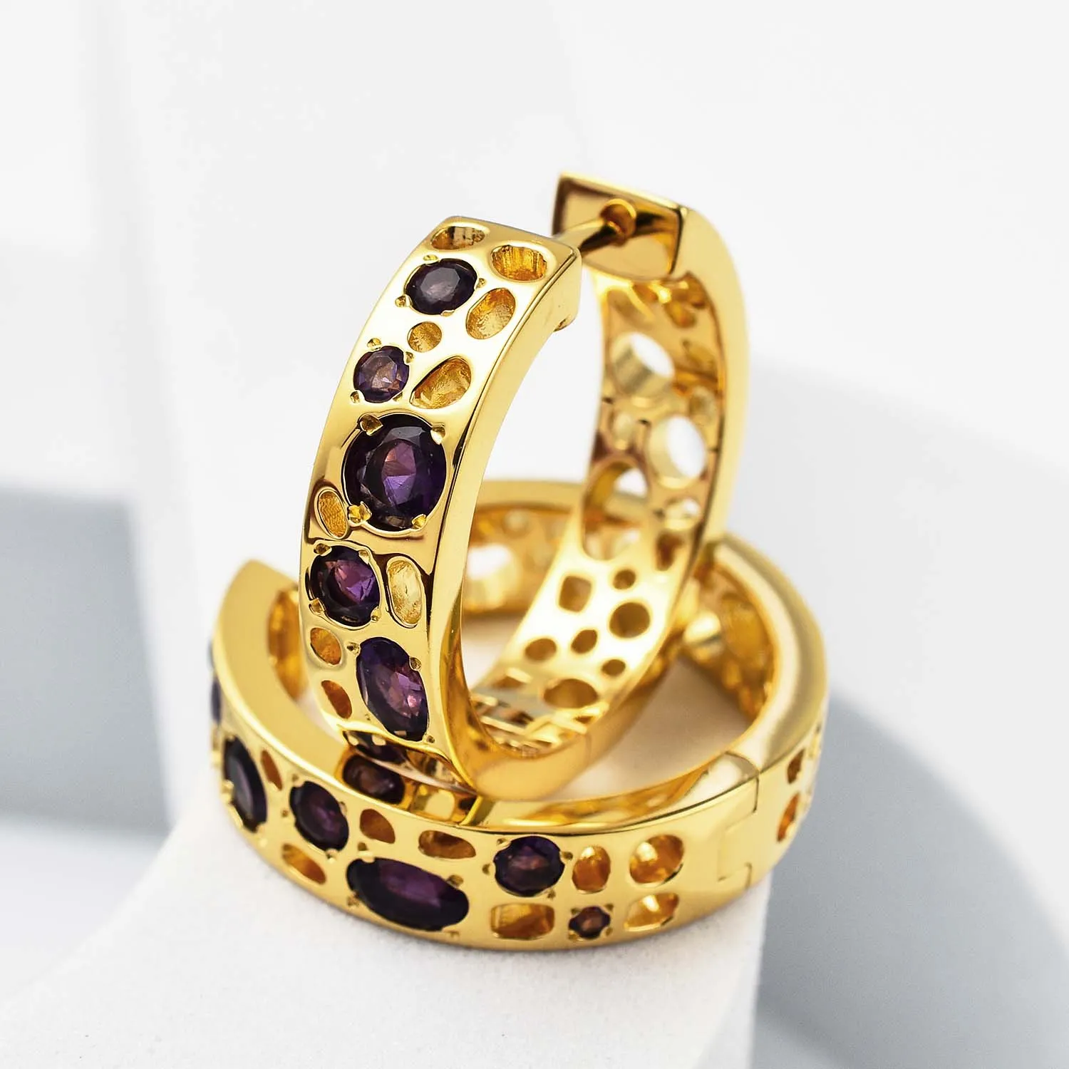 Amethyst Lattice Hoop Earrings   Amethyst Lattice Band Ring   Lattice Eternity Necklace with Amethyst