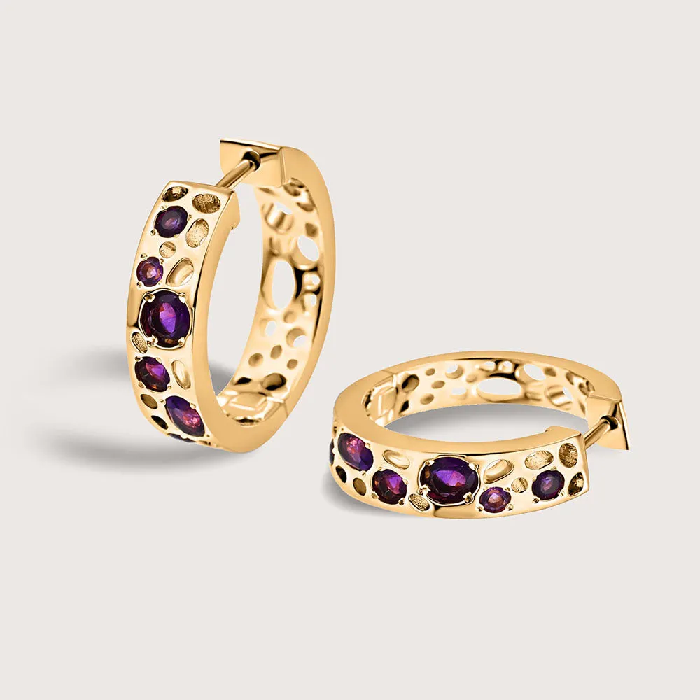 Amethyst Lattice Hoop Earrings   Amethyst Lattice Band Ring   Lattice Eternity Necklace with Amethyst
