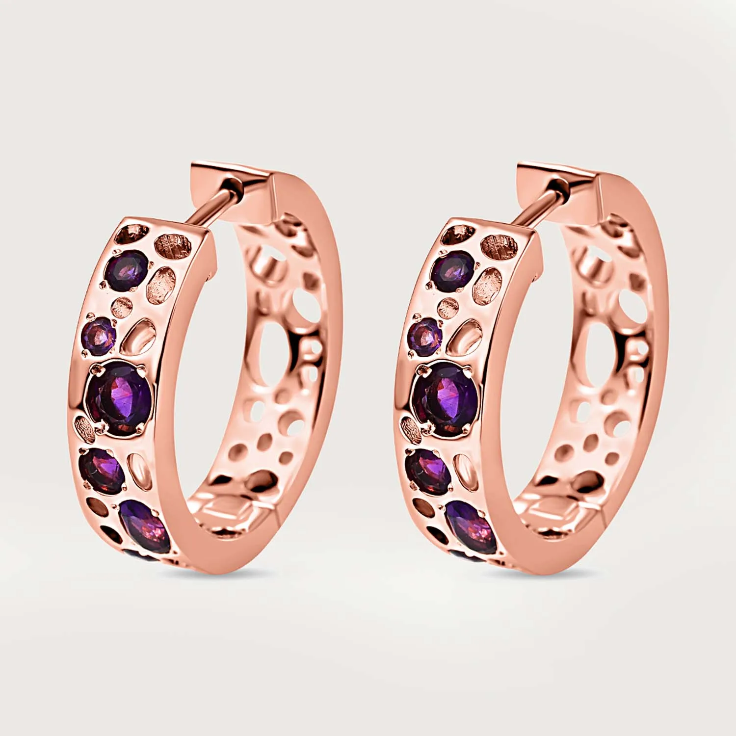 Amethyst Lattice Hoop Earrings   Amethyst Lattice Band Ring   Lattice Eternity Necklace with Amethyst