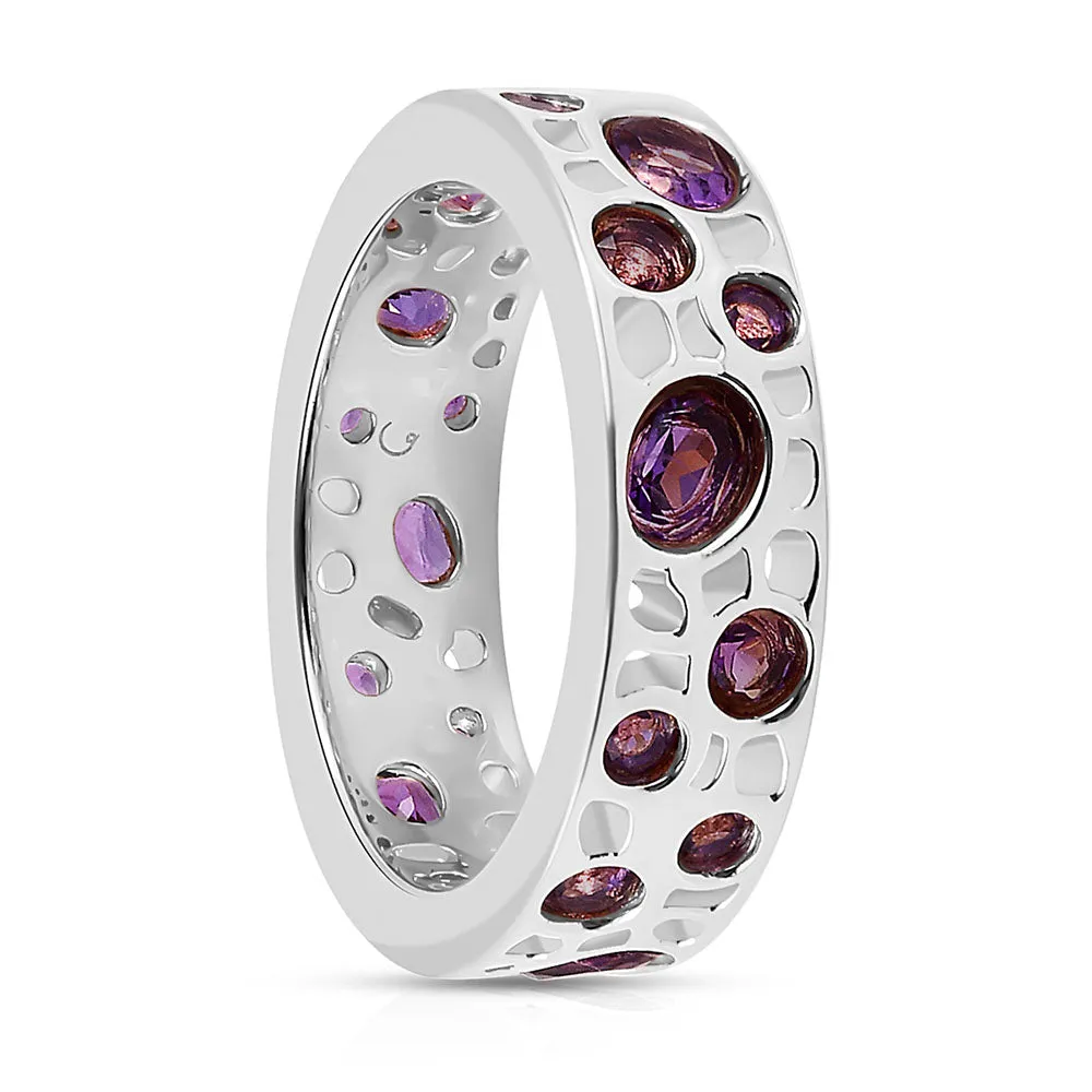 Amethyst Lattice Hoop Earrings   Amethyst Lattice Band Ring   Lattice Eternity Necklace with Amethyst