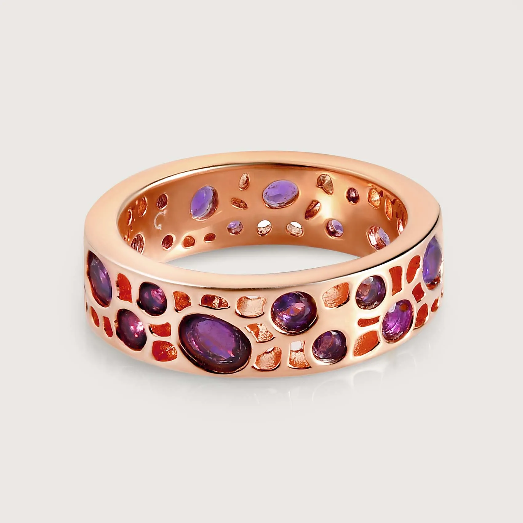 Amethyst Lattice Hoop Earrings   Amethyst Lattice Band Ring   Lattice Eternity Necklace with Amethyst