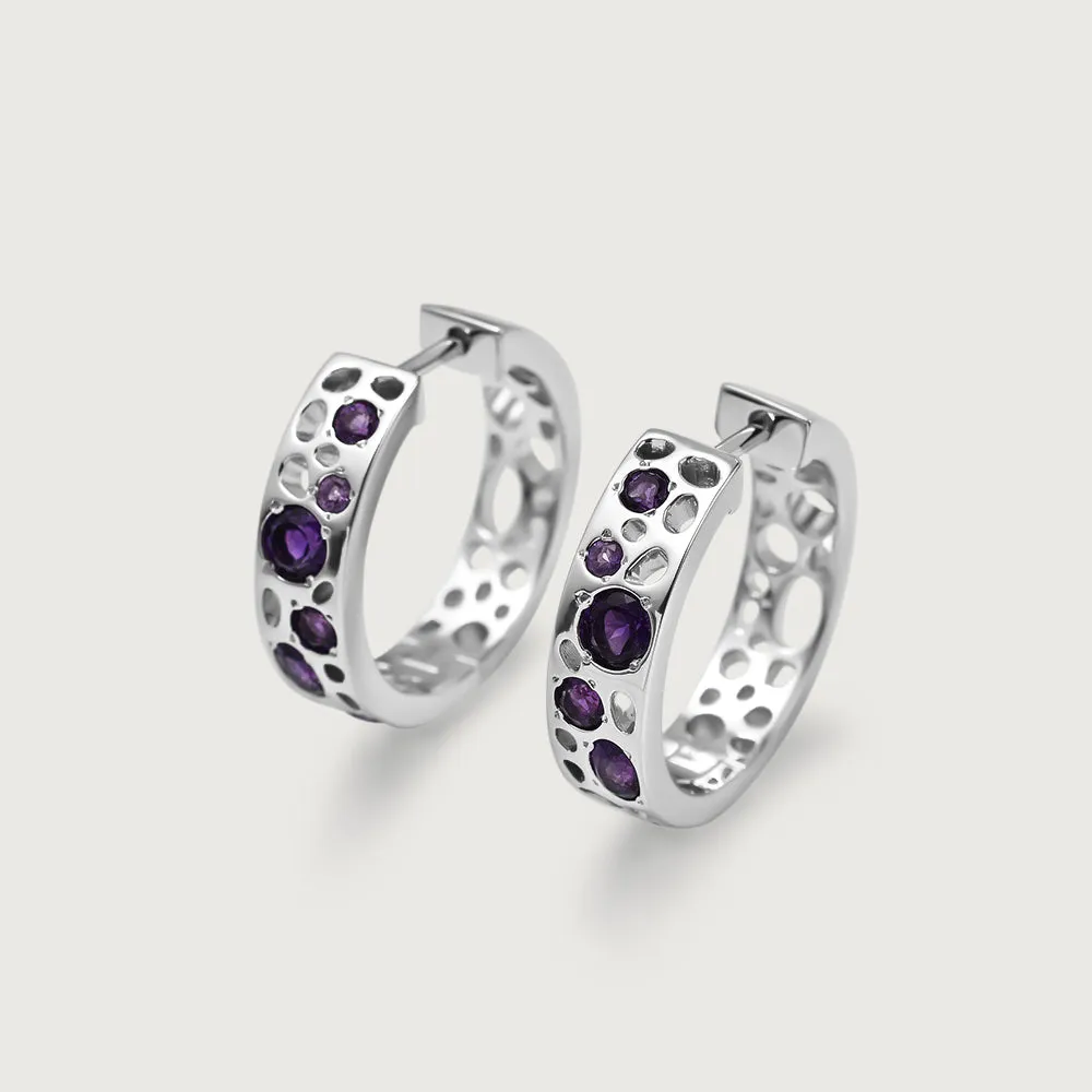 Amethyst Lattice Hoop Earrings   Amethyst Lattice Band Ring   Lattice Eternity Necklace with Amethyst