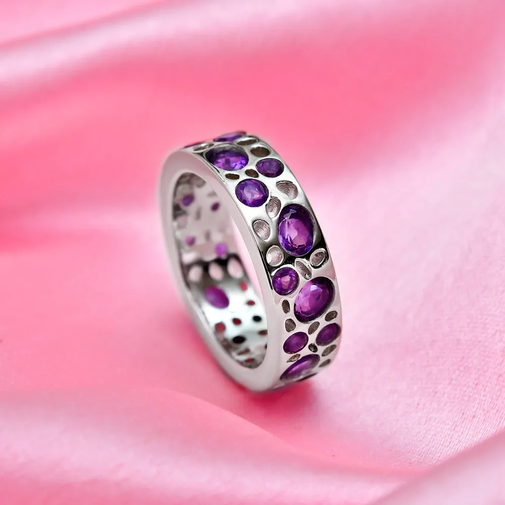 Amethyst Lattice Hoop Earrings   Amethyst Lattice Band Ring   Lattice Eternity Necklace with Amethyst