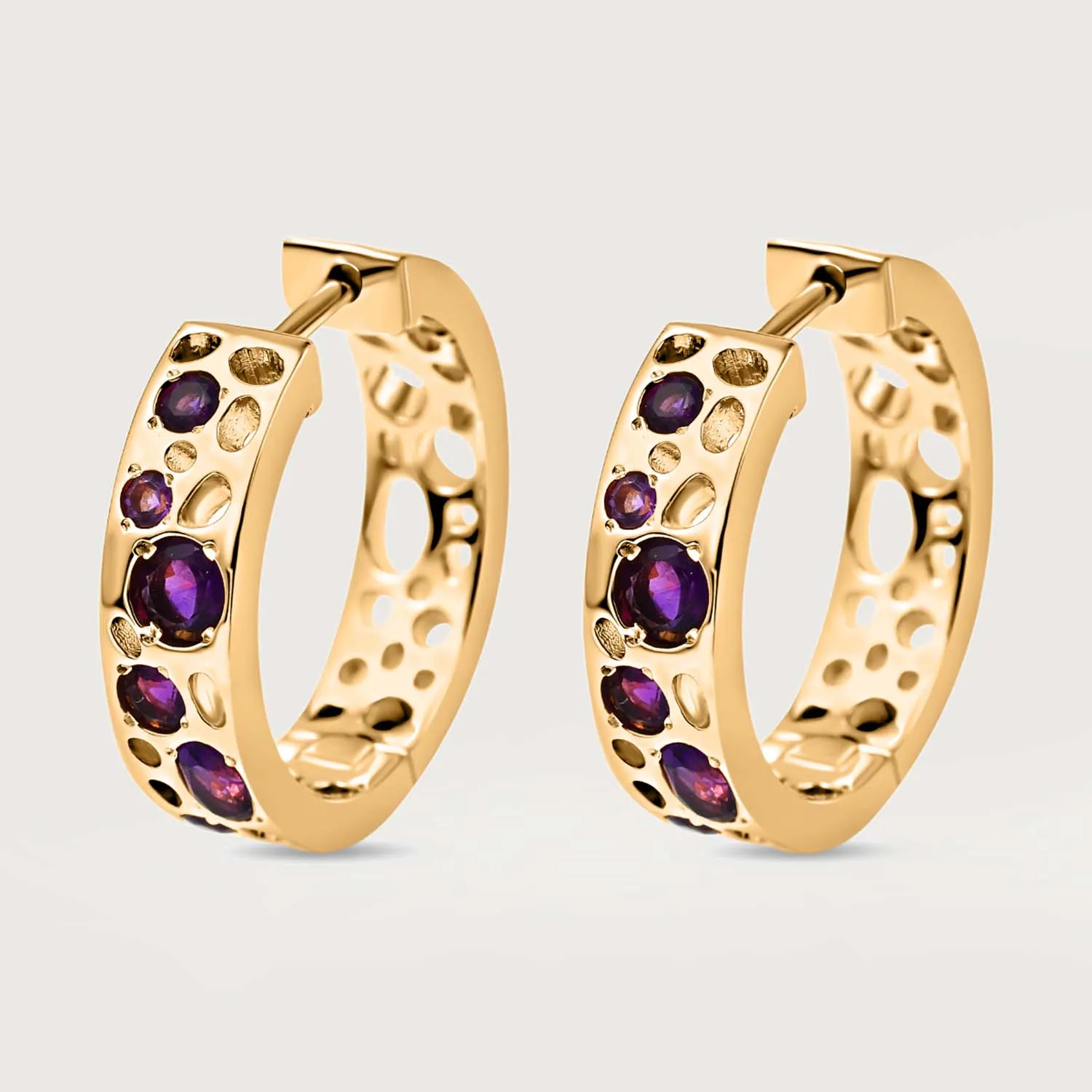 Amethyst Lattice Hoop Earrings   Amethyst Lattice Band Ring   Lattice Eternity Necklace with Amethyst