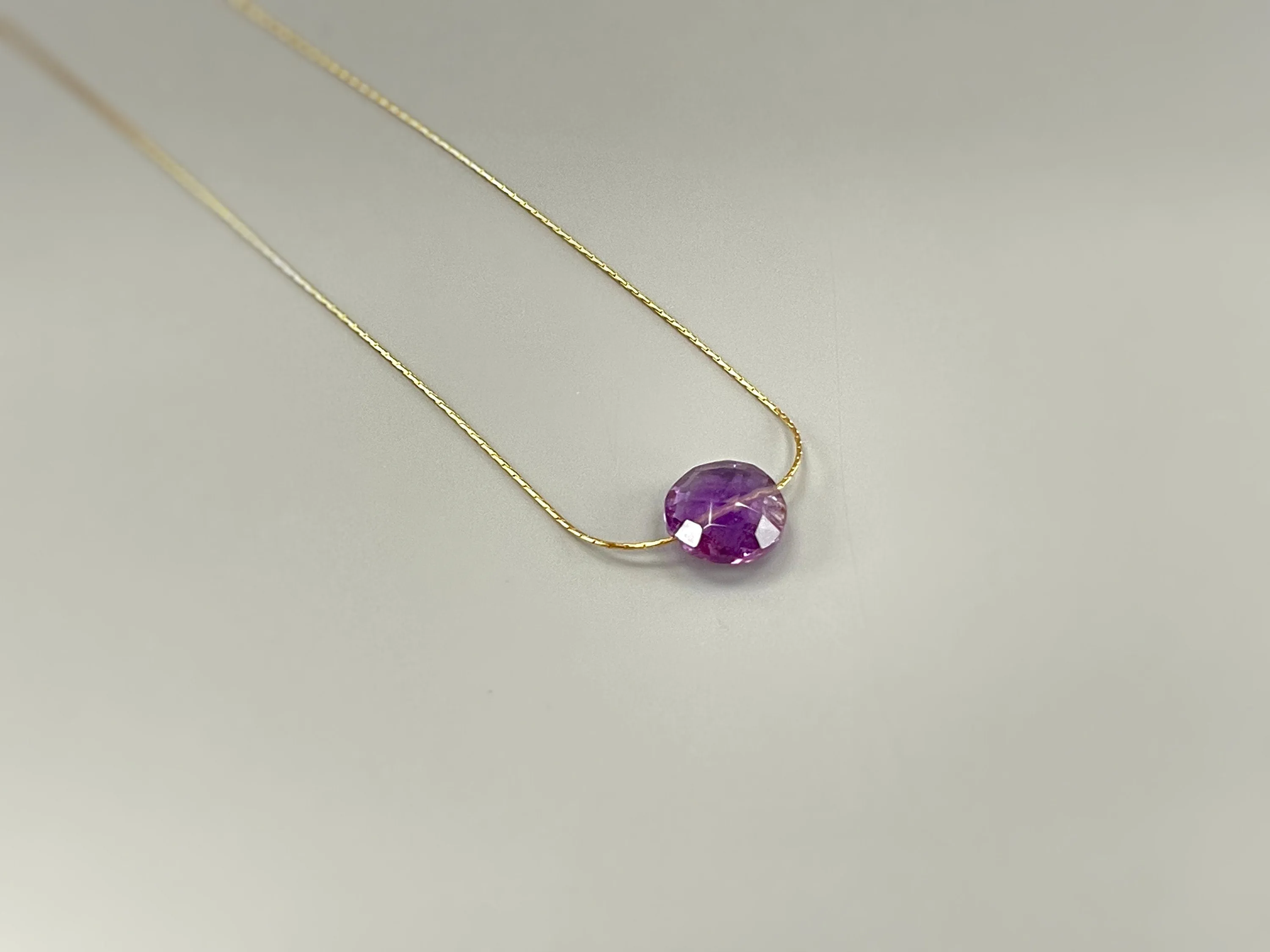 Amethyst Solitaire Necklace Gold