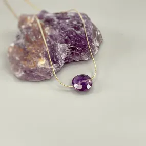 Amethyst Solitaire Necklace Gold