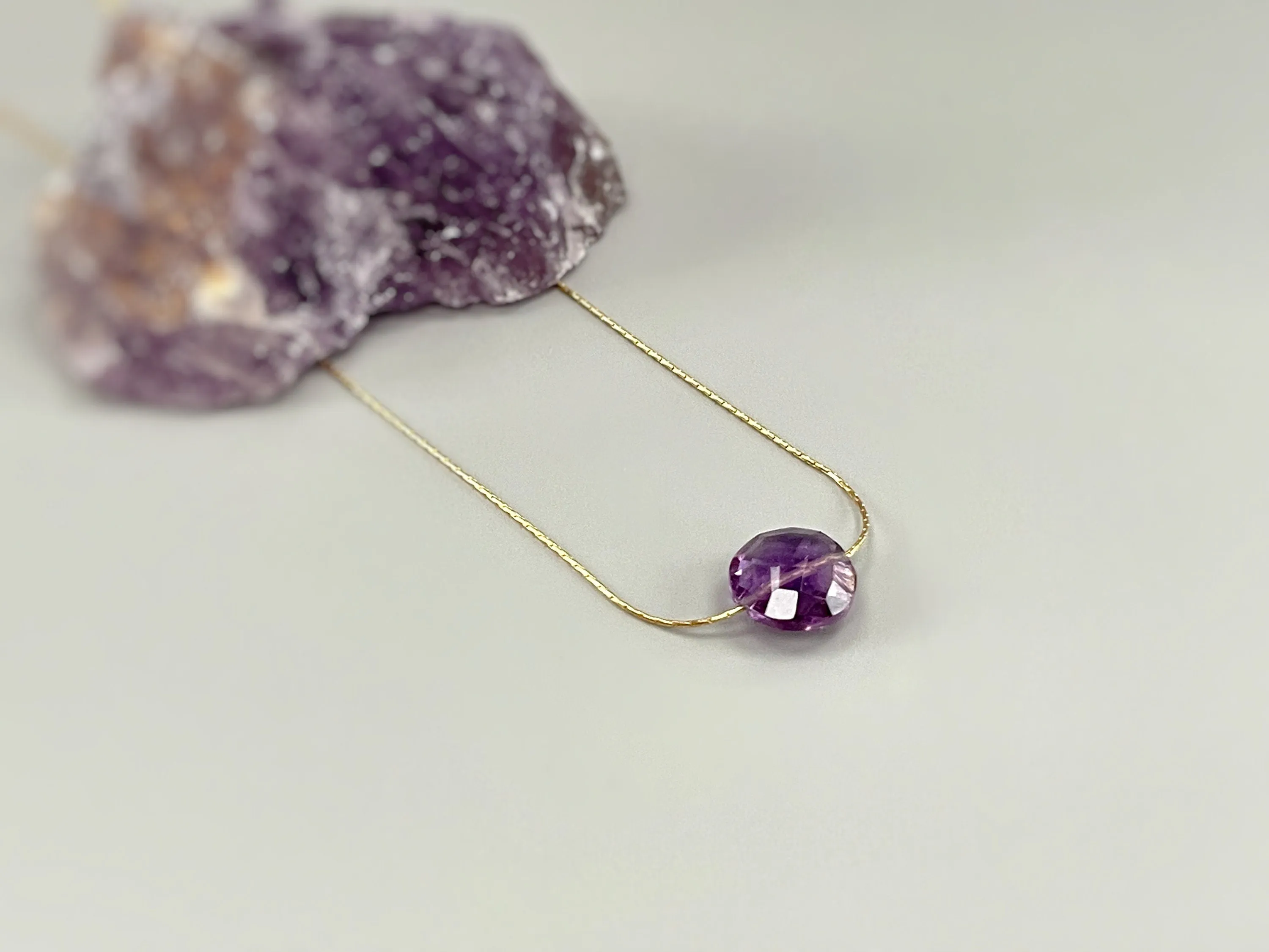 Amethyst Solitaire Necklace Gold