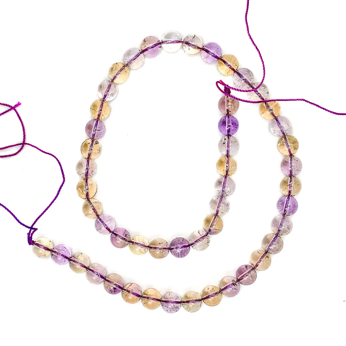 Ametrine 8mm Smooth Round Bead Strand