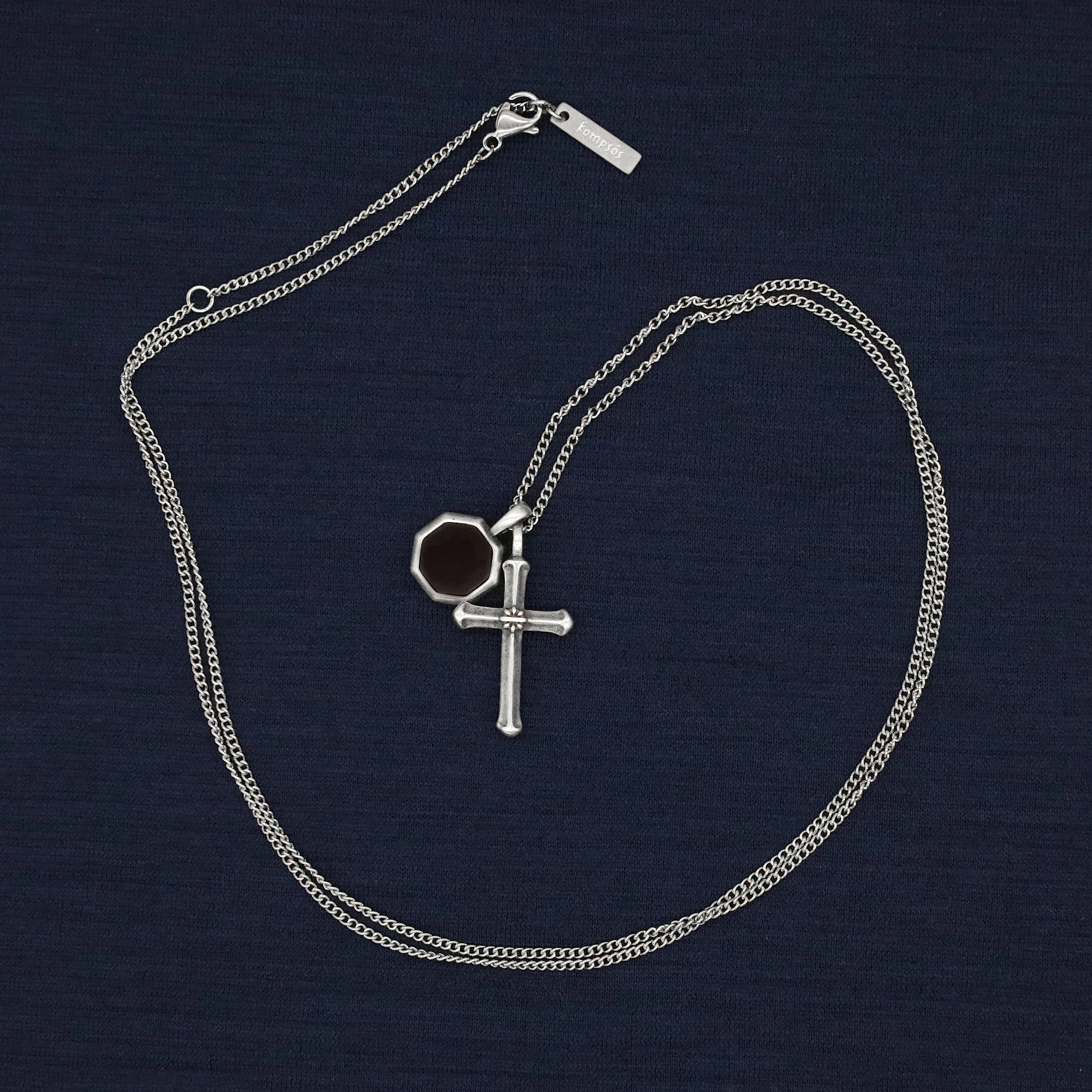 Antique Silver "Francis" Necklace (Matte  Onyx)