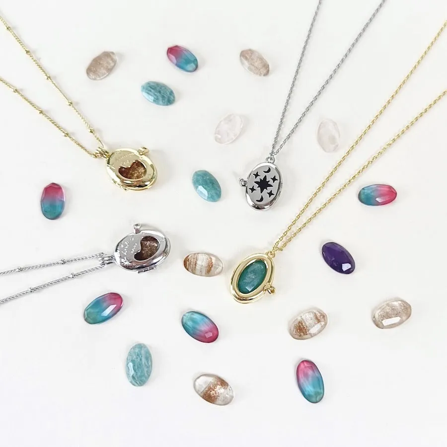 Aura Amethyst Silver Locket Necklace