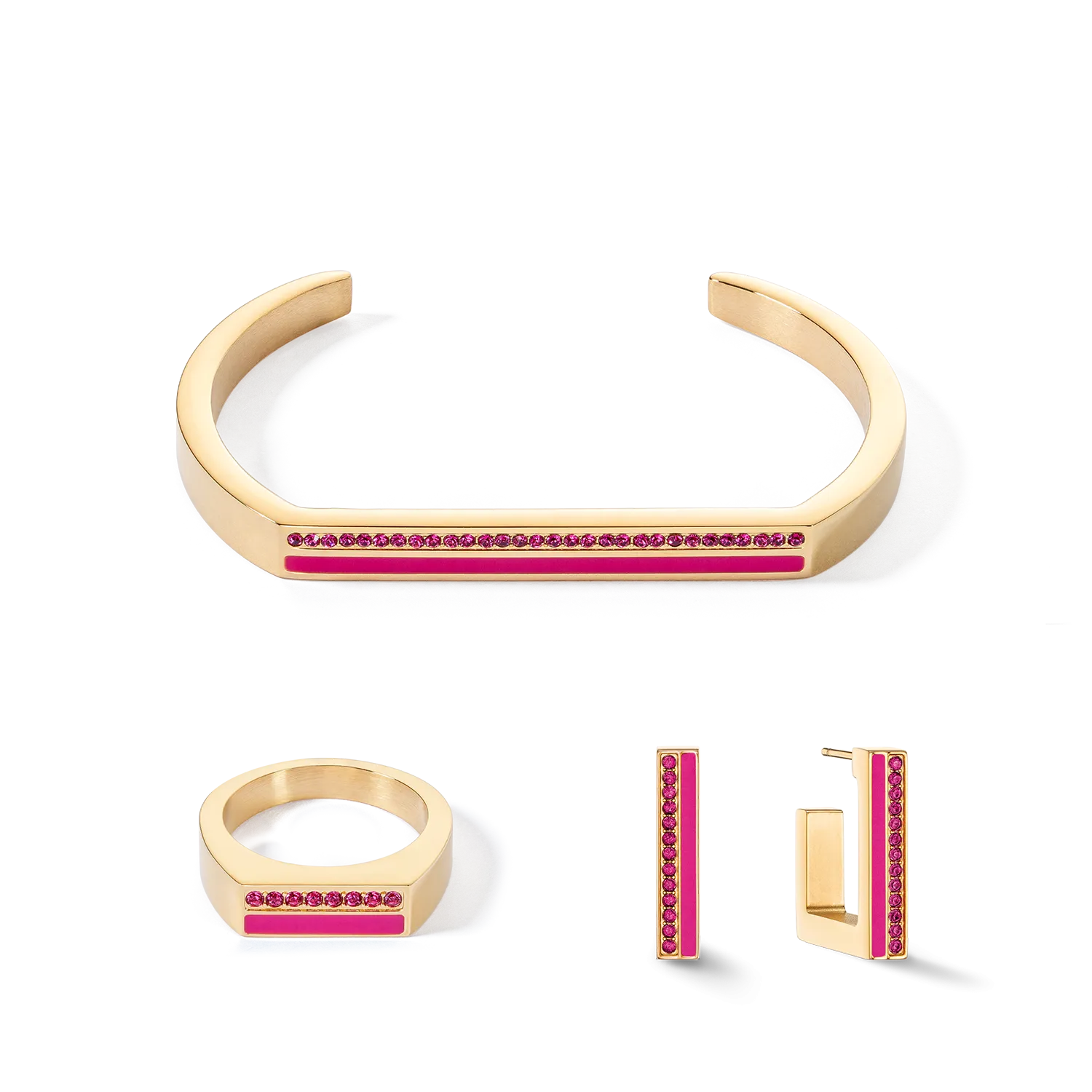 Bangle Cuff Square Stripes gold-pink