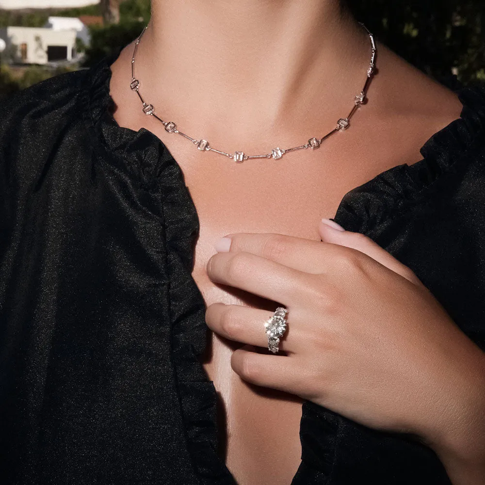Bezel Set Emerald Cut Diamond Necklace