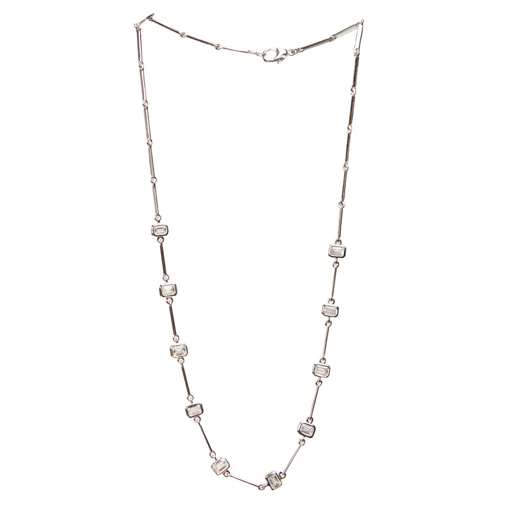 Bezel Set Emerald Cut Diamond Necklace