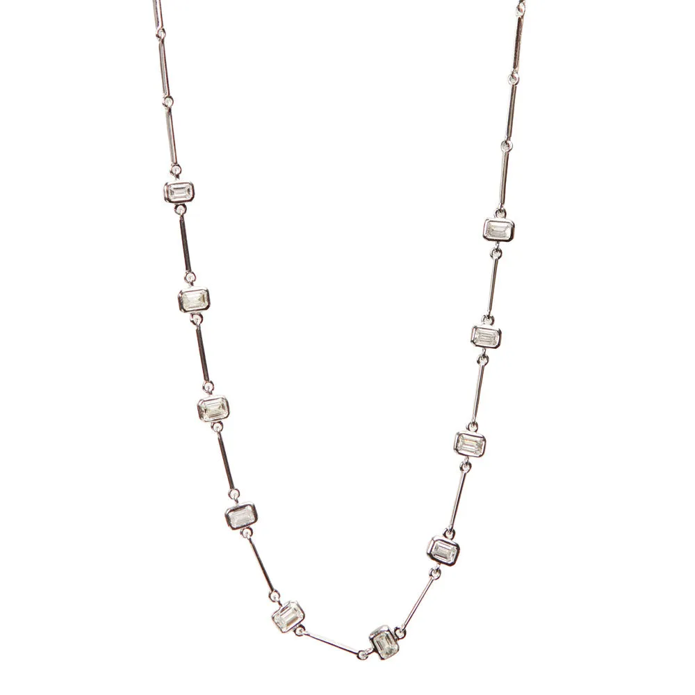Bezel Set Emerald Cut Diamond Necklace