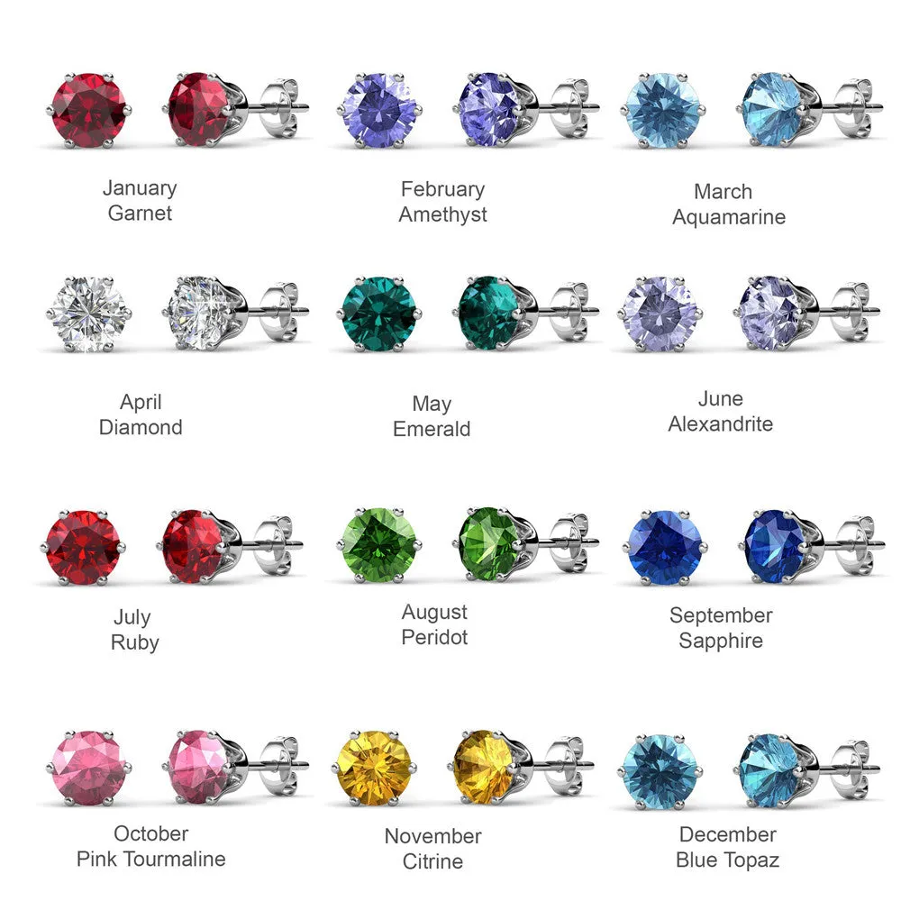 Birthstone Earrings 18k White Gold Plated Stud Earrings with 1CT Swarovski Crystals