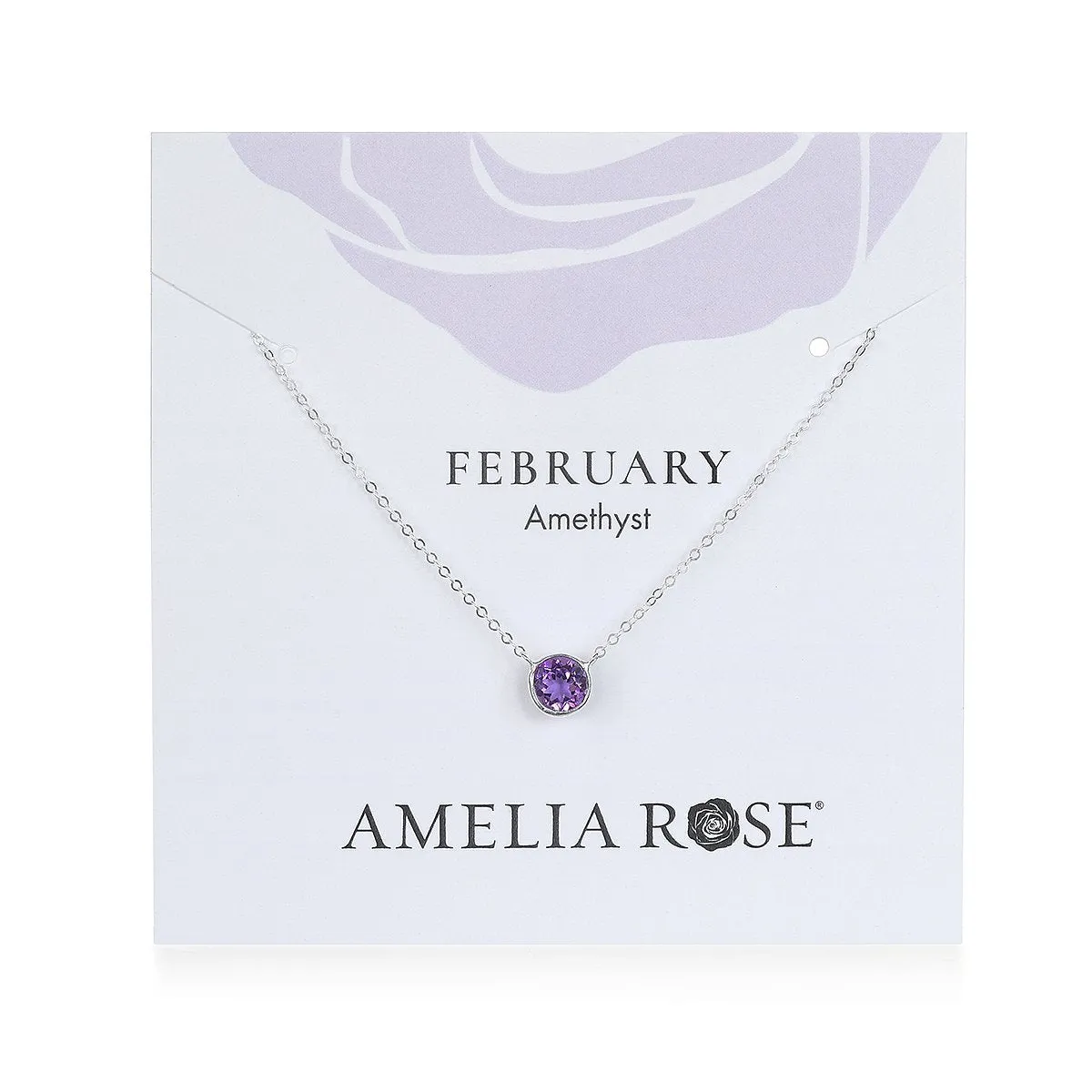 Birthstone Solitaire Necklace-February Amethyst