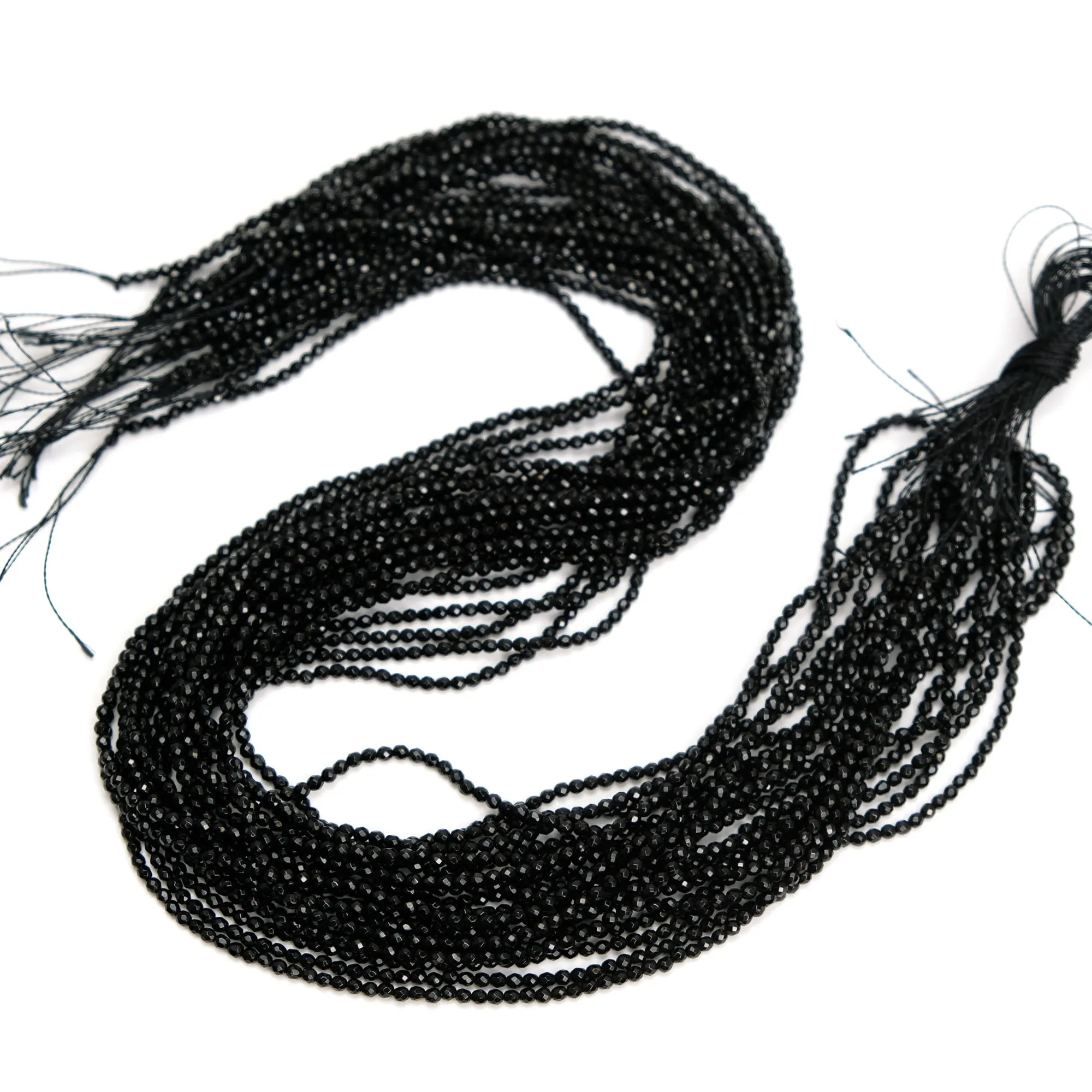 Black Onyx 2mm Faceted Round Strand