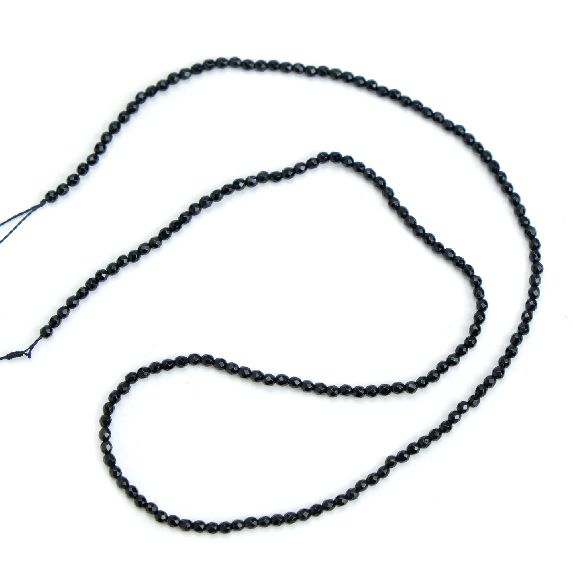 Black Onyx 2mm Faceted Round Strand