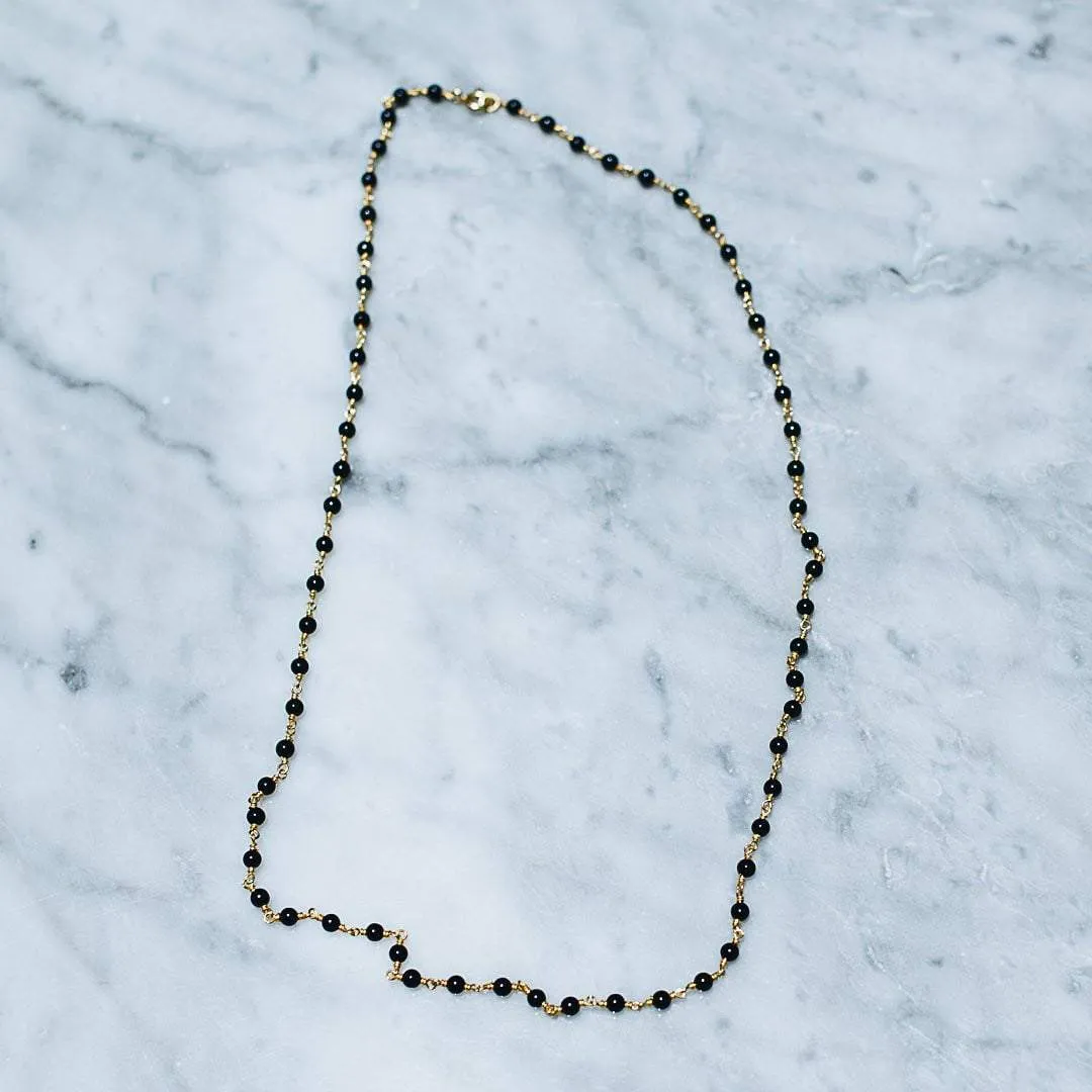 BLACK ONYX & 24K GOLD PLATED NECKLACE