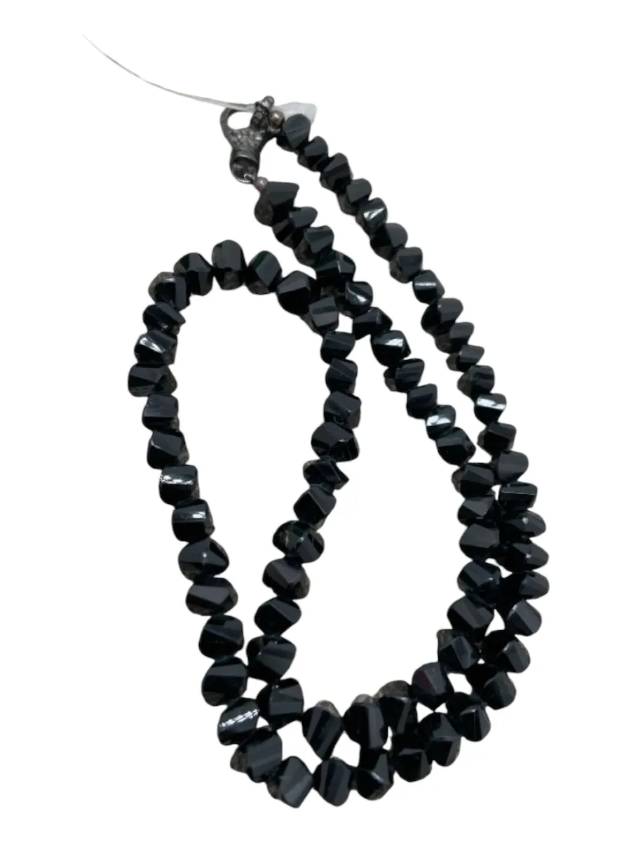 Black Onyx Oxidized Diamonds Faceted Necklace