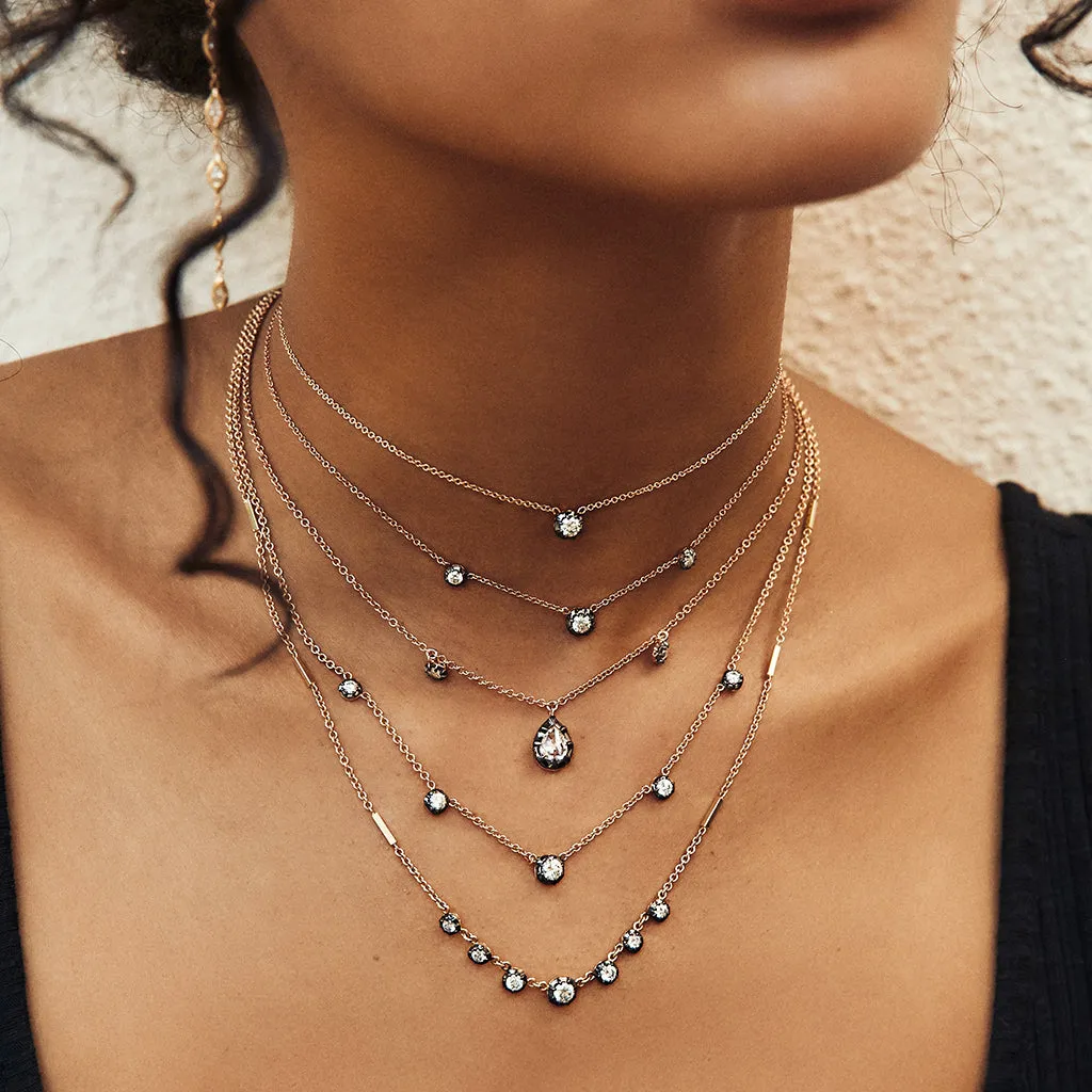 BLACK RHODIUM 5 GRADUATED SOPHIA DIAMOND NECKLACE