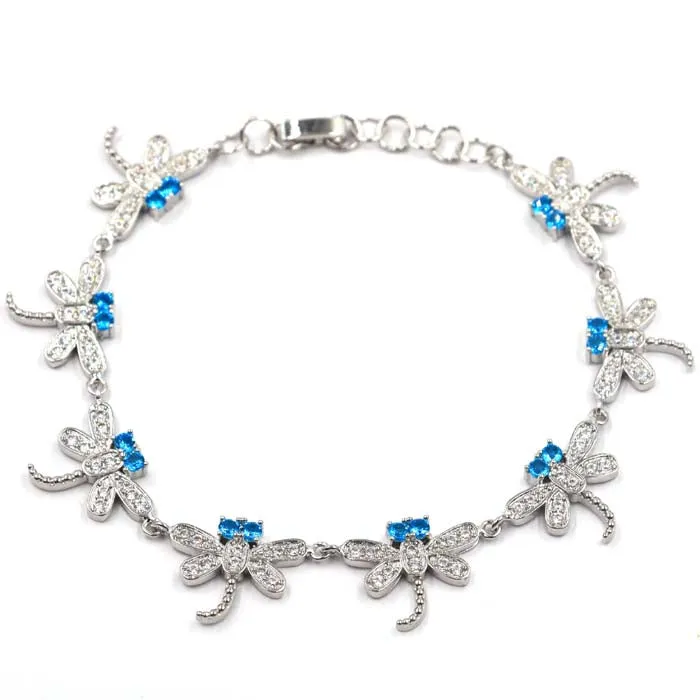 Blue Turquoise Dragonfly Tennis Bracelet