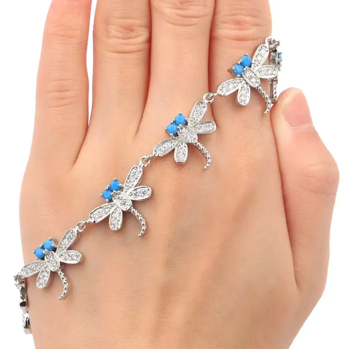Blue Turquoise Dragonfly Tennis Bracelet